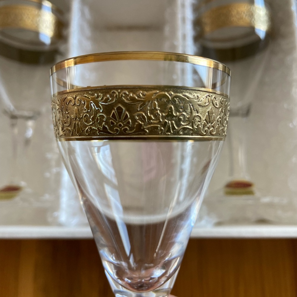 Moser Crystal Cordial Glasses (6) with Gold Trim